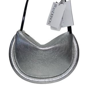 JW ANDERSON The Bumper Moon Metallic Leather Shoulder Bag - Silver